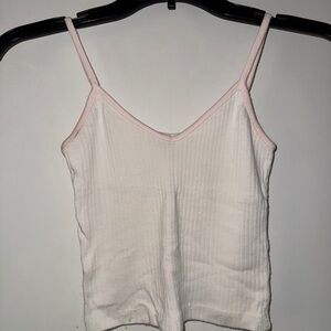 Brandy Melville Pink-Trimmed White Camisole